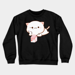 Cat Strawberry Milk Anime Japanese Kawaii Crewneck Sweatshirt